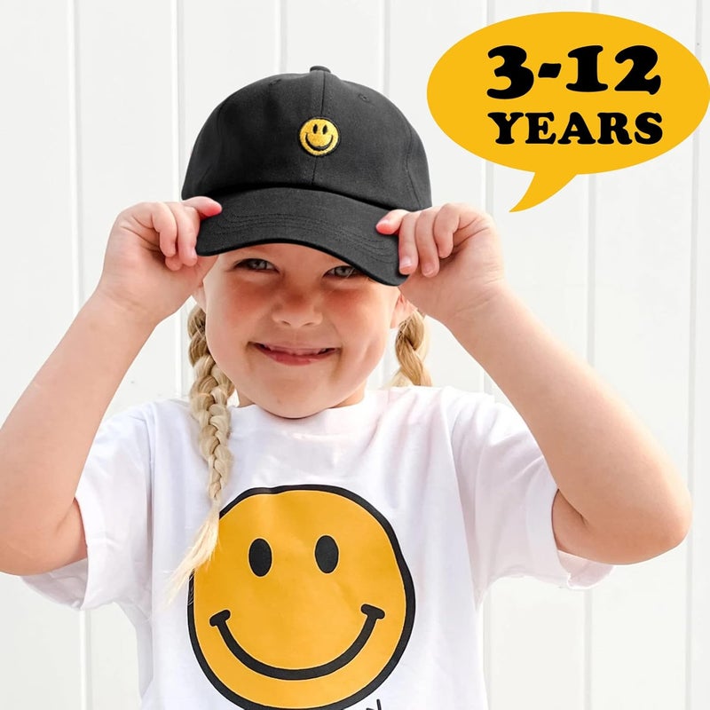 SONMONY Store Smile Face Toddler Baseball Cap Boy Baseball Hats Kids Washed Funny Hats Adjustable Cute Caps for 3-12 Years… - Image 2